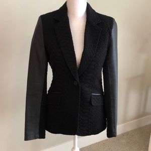 Black quilted snakeskin and leather blazer